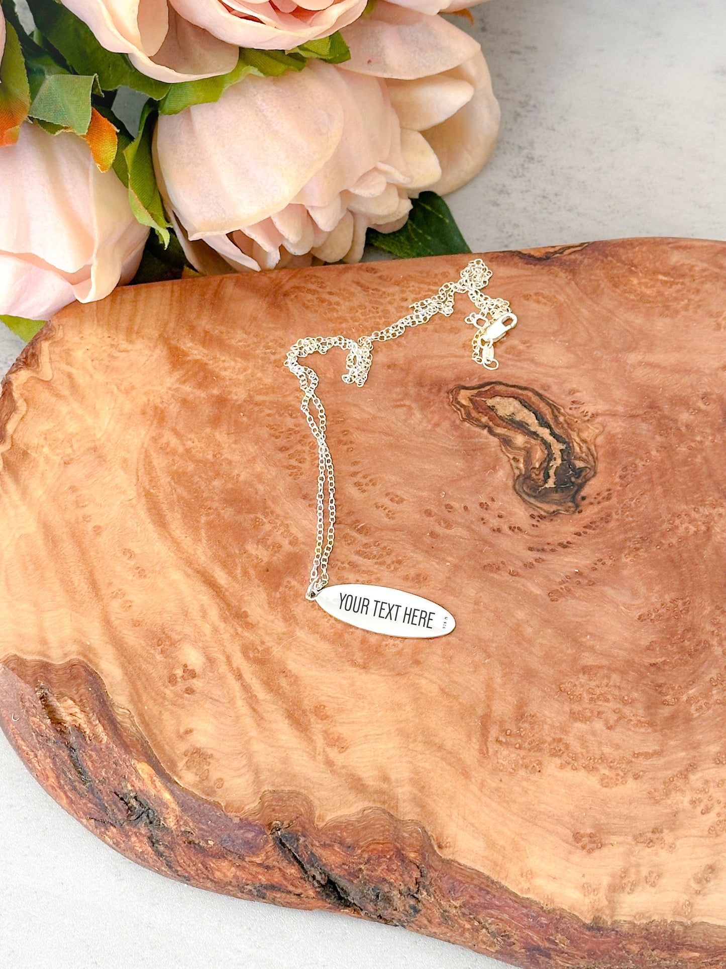 Mighty Sequoia Tree Oval Necklace - Sterling Silver