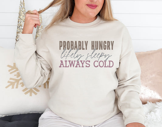 Probably Hungry, Likely Sleepy, Always Cold Sweatshirt
