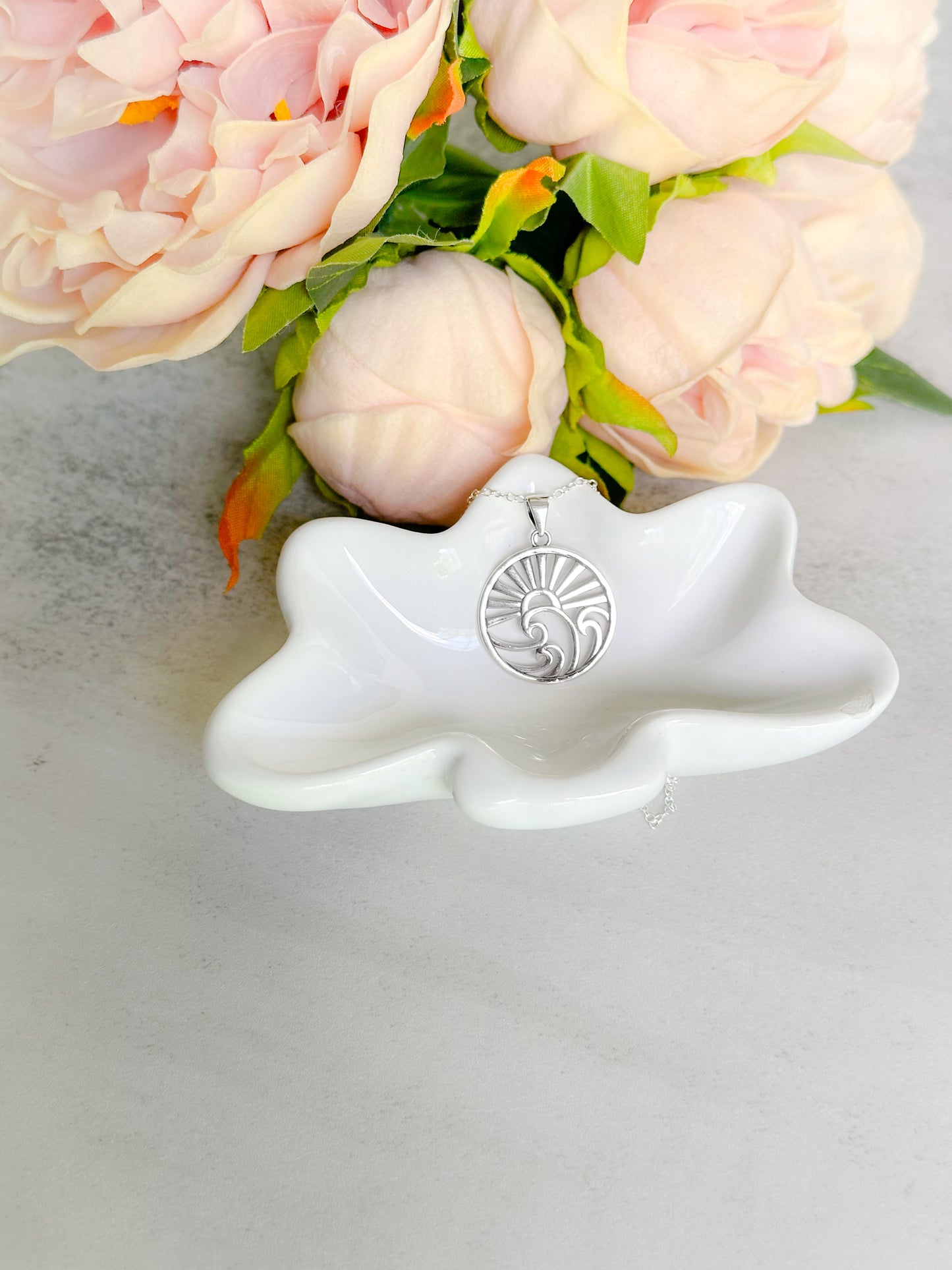 Sterling Silver Sunrise Over the Waves Necklace