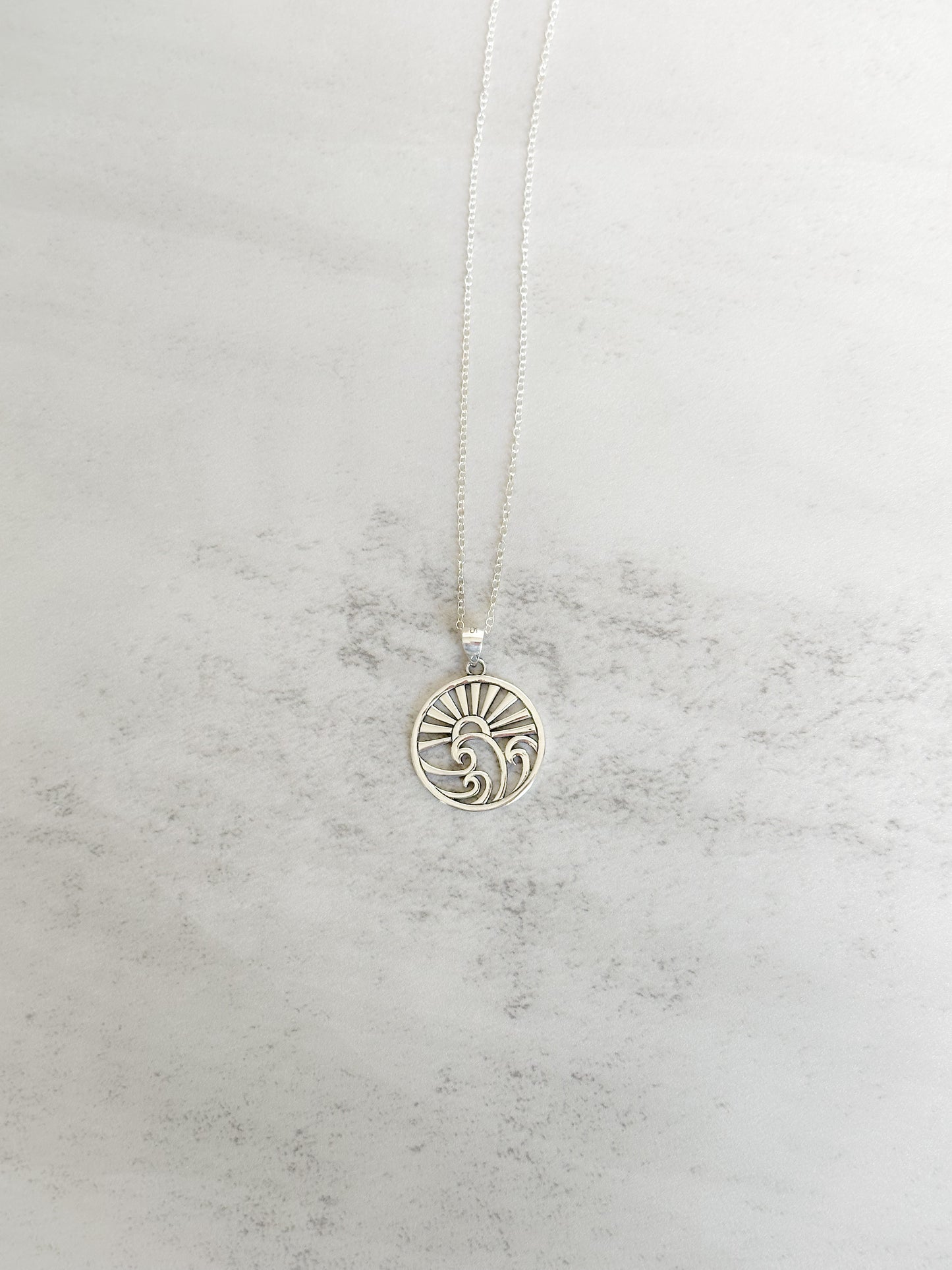 Sterling Silver Sunrise Over the Waves Necklace