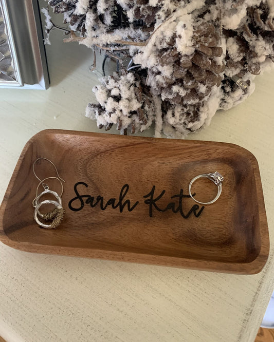 Personalized Wood Trinket Bowl