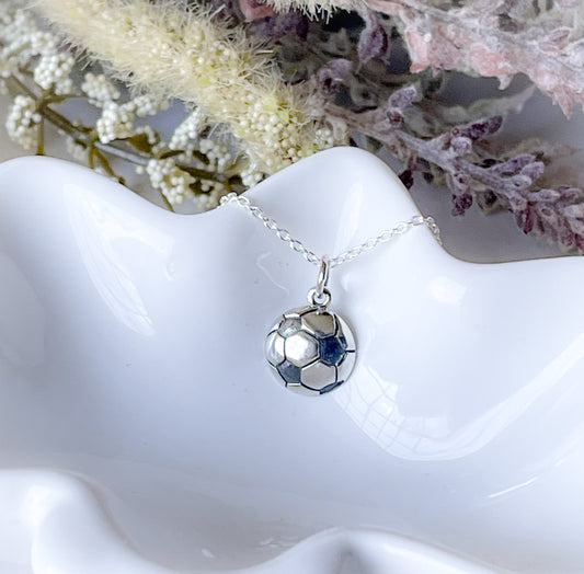 Sterling silver soccer ball necklace