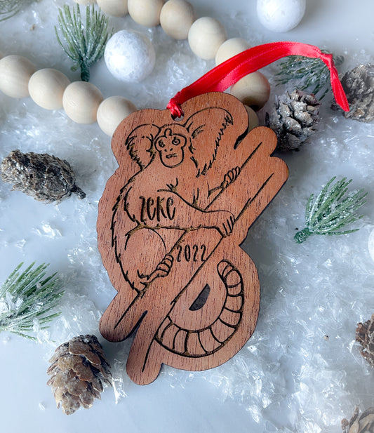 Personalized Wood Marmoset Ornament