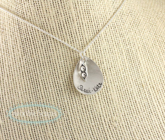 Mother's Pea Pod Necklace in sterling silver