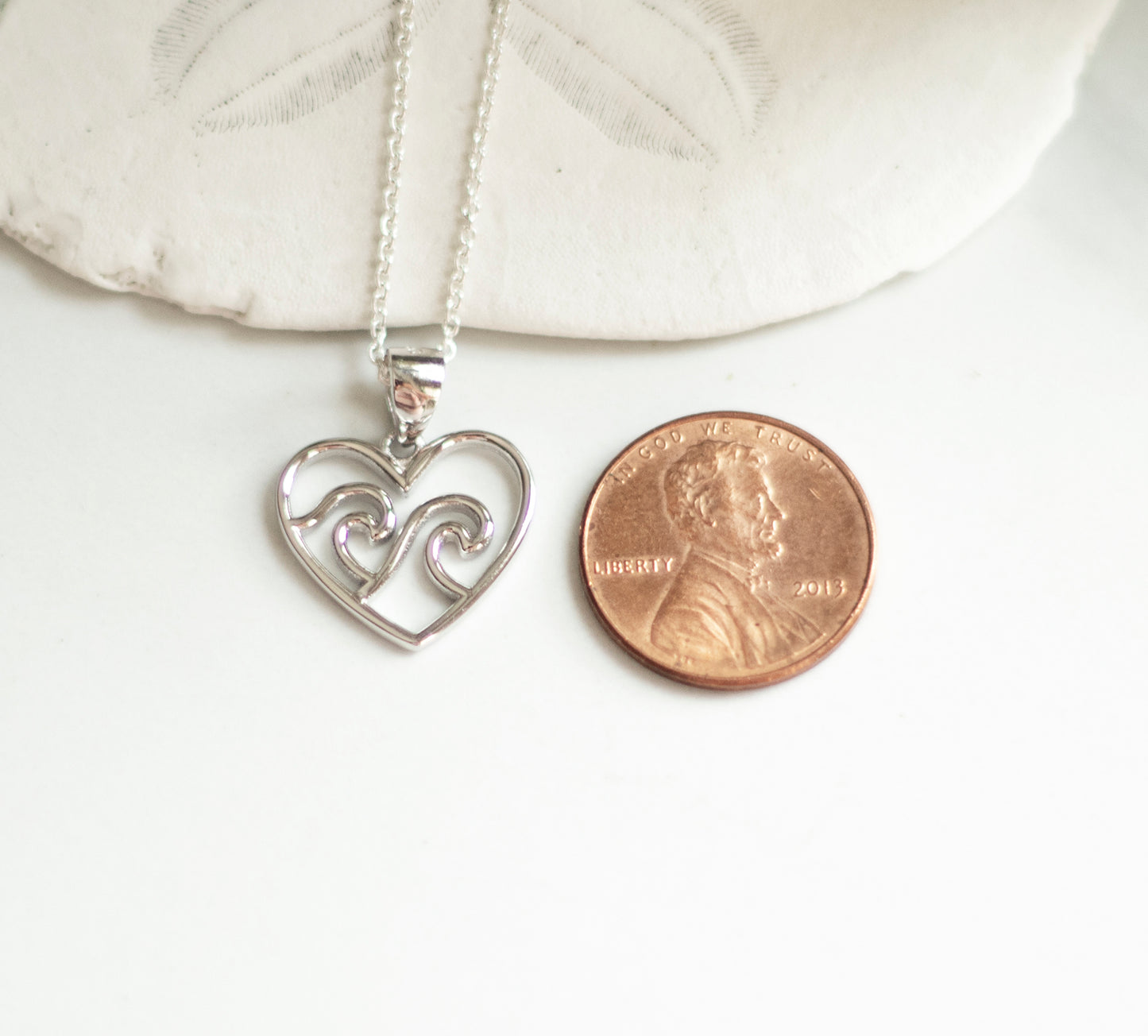 Waves in Heart Necklace