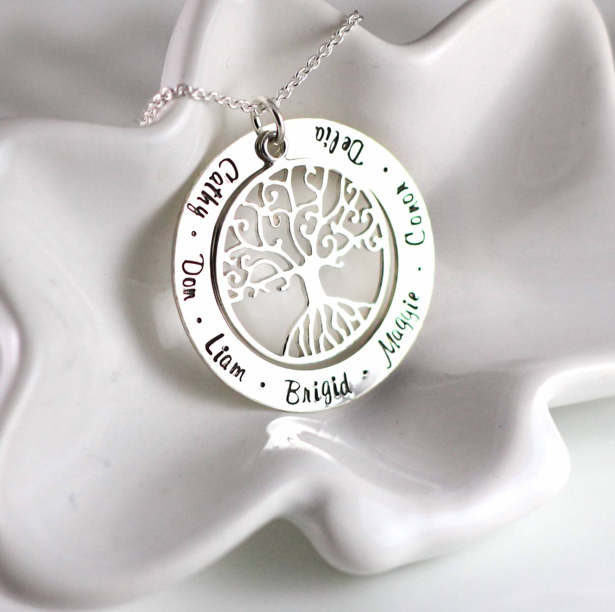 Grandmother Eternity Necklace with Tree Charm