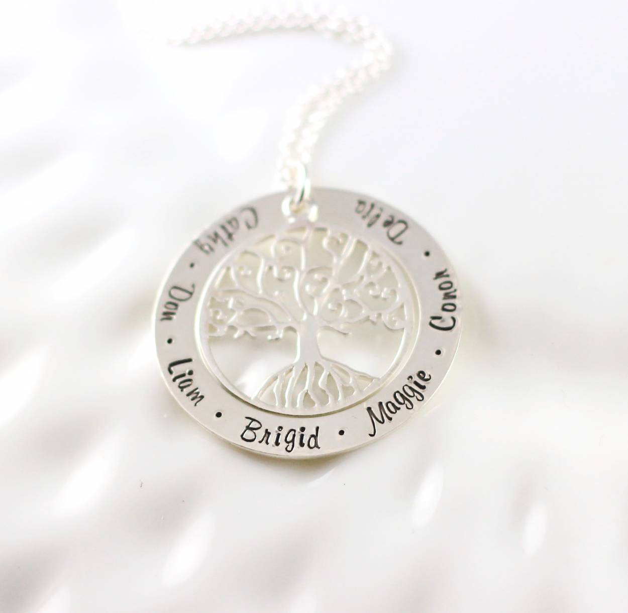 Grandmother Eternity Necklace with Tree Charm