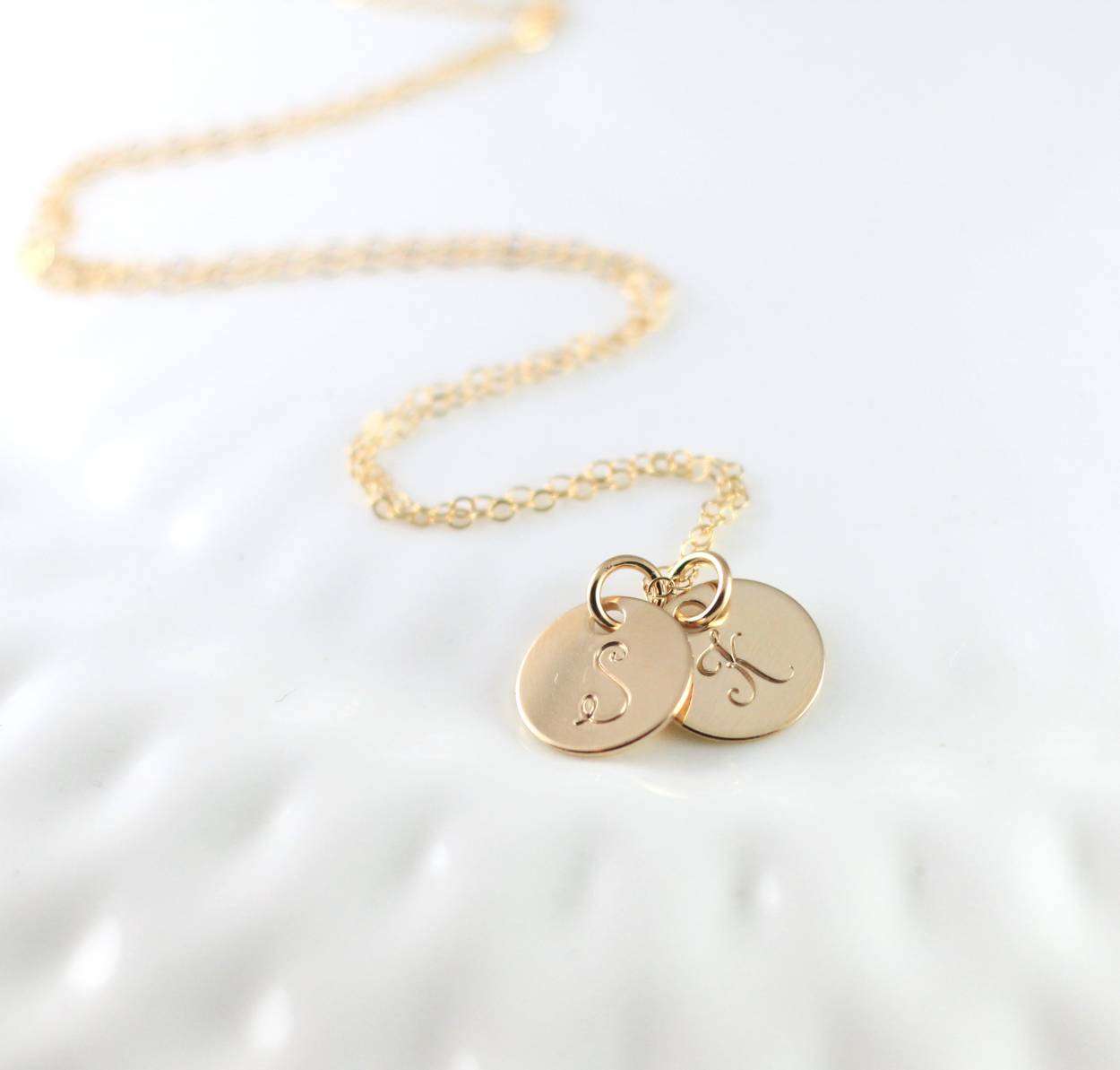Gold Disc Initial Necklace