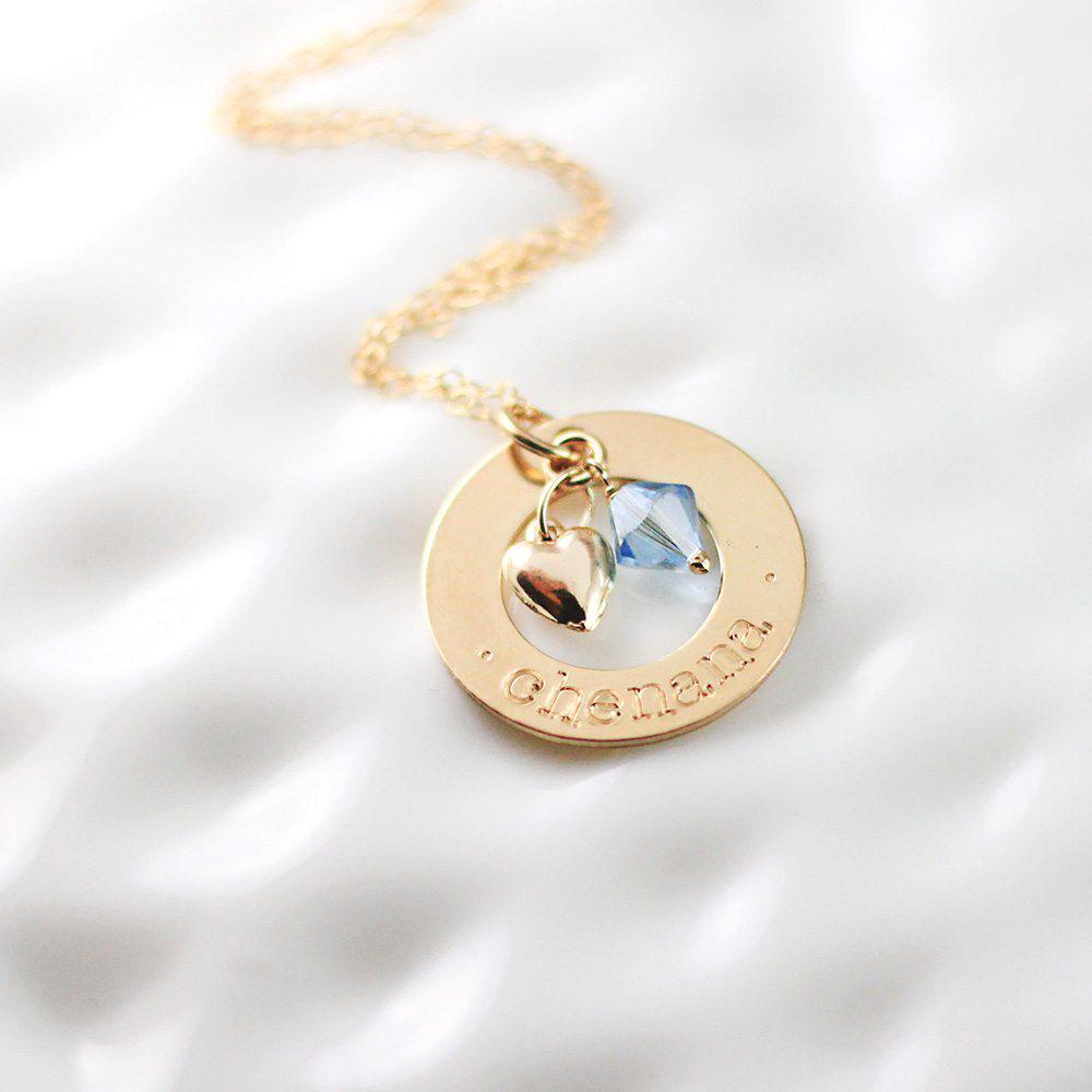 Gold Mom Eternity Necklace with Birthstones