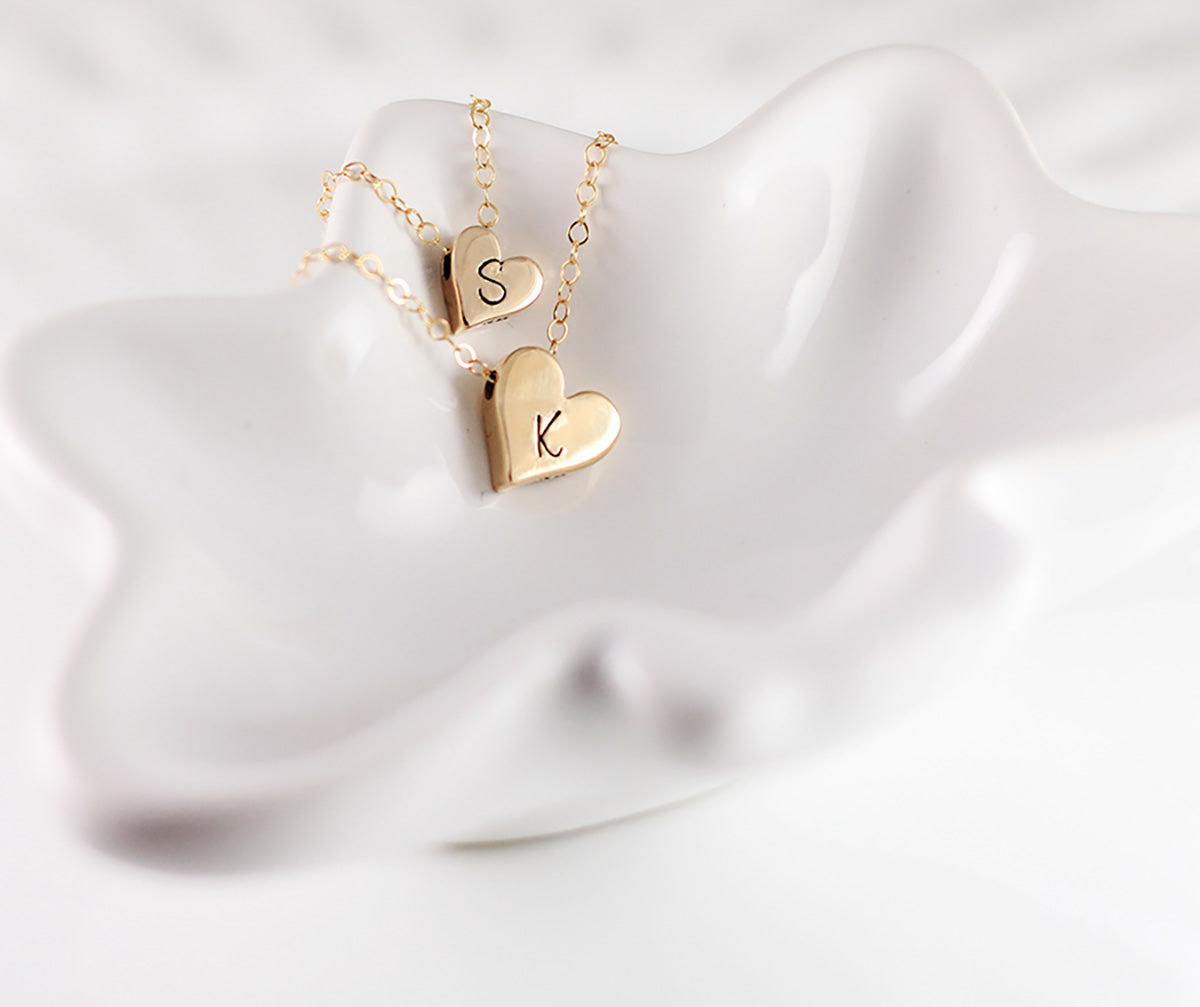 Gold Initial Heart Necklace