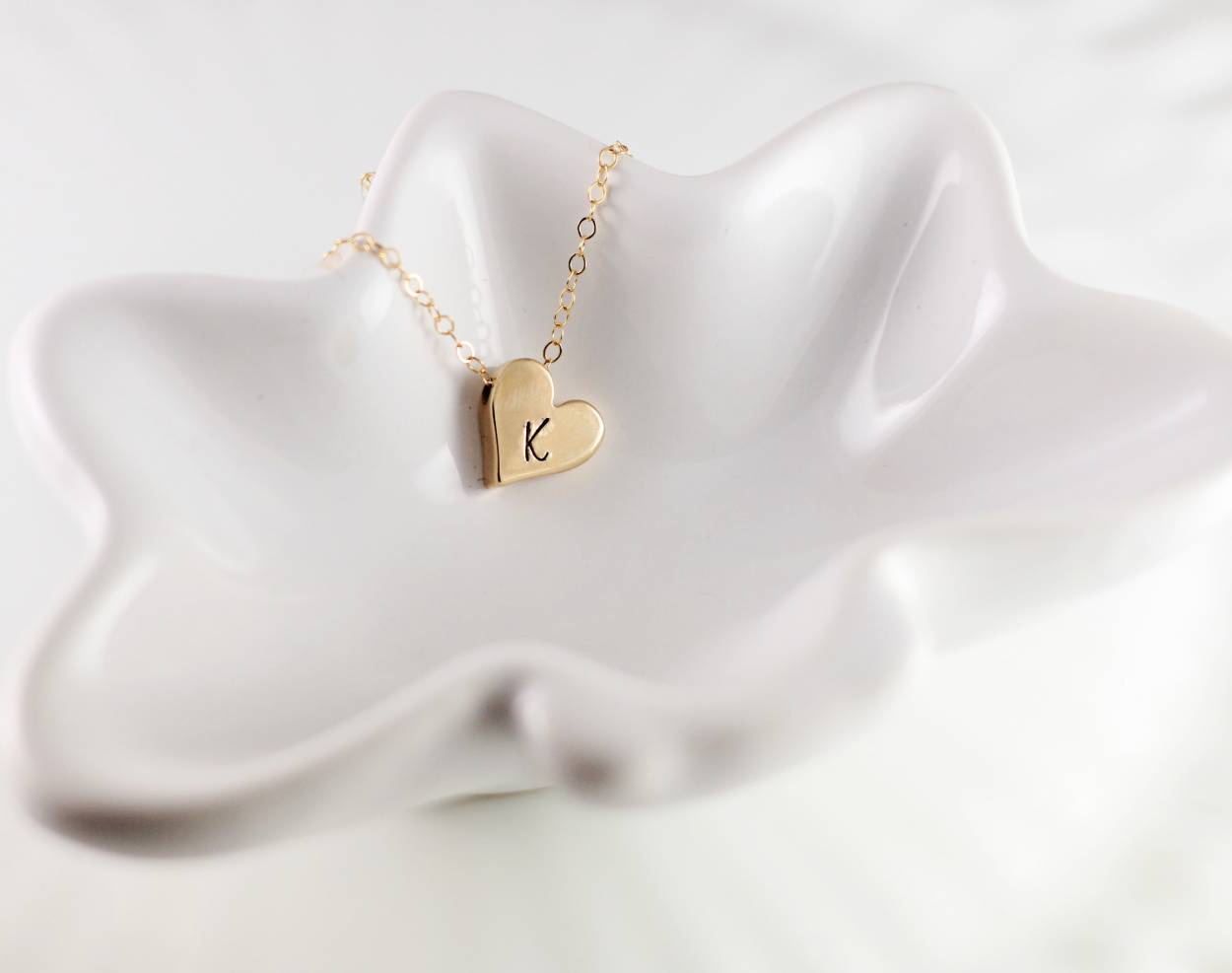 Gold Initial Heart Necklace