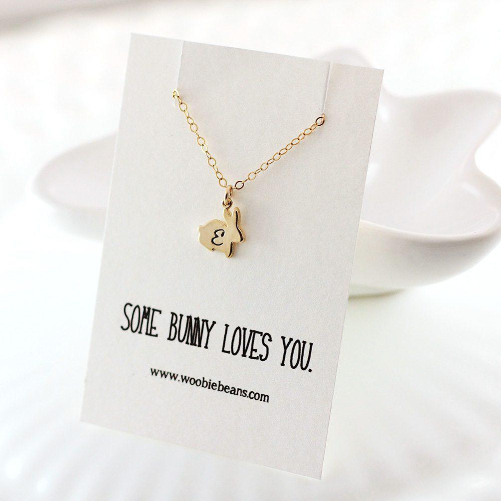 Bunny initial necklace in your choice of metal