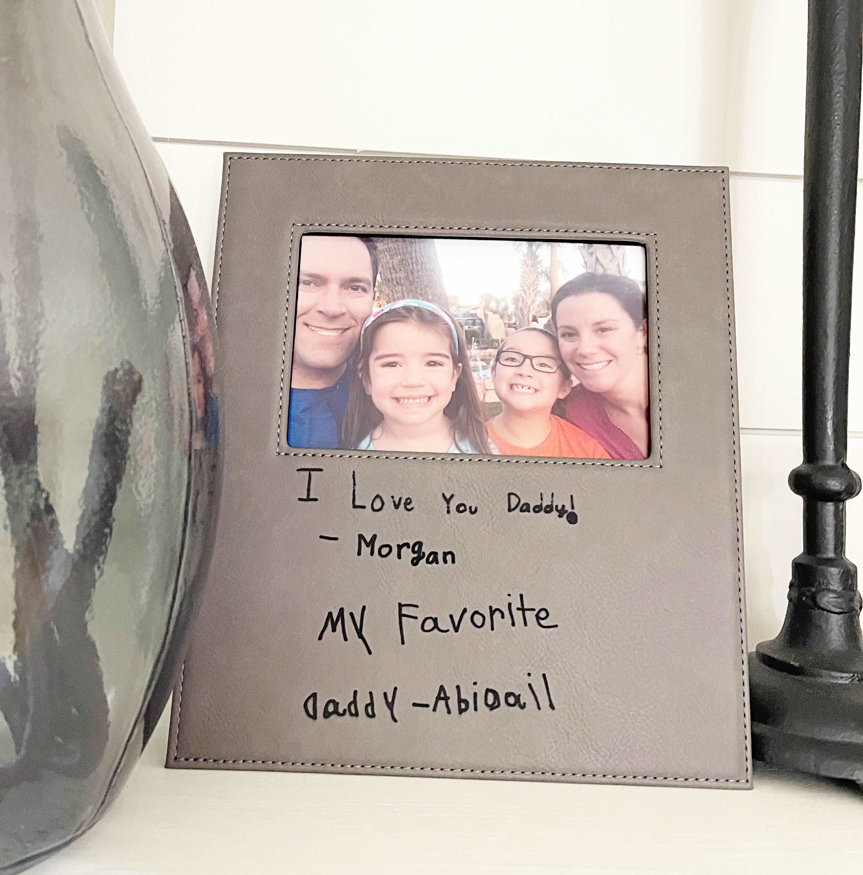 Custom Leather Photo Frame with Handwriting – Woobie Beans Jewelry ...