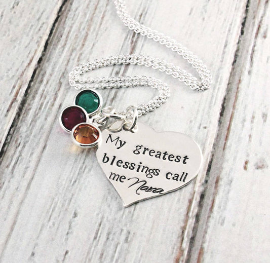 My Greatest Blessings Call Me Necklace with Birthstones