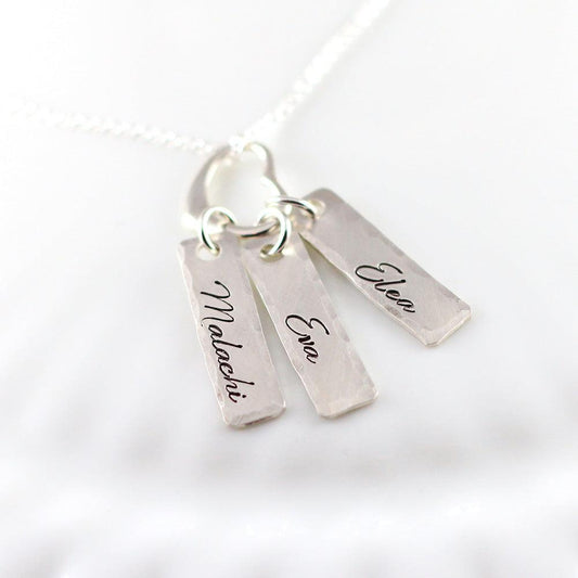 Mommy Necklace with Personalized Tags on Heart