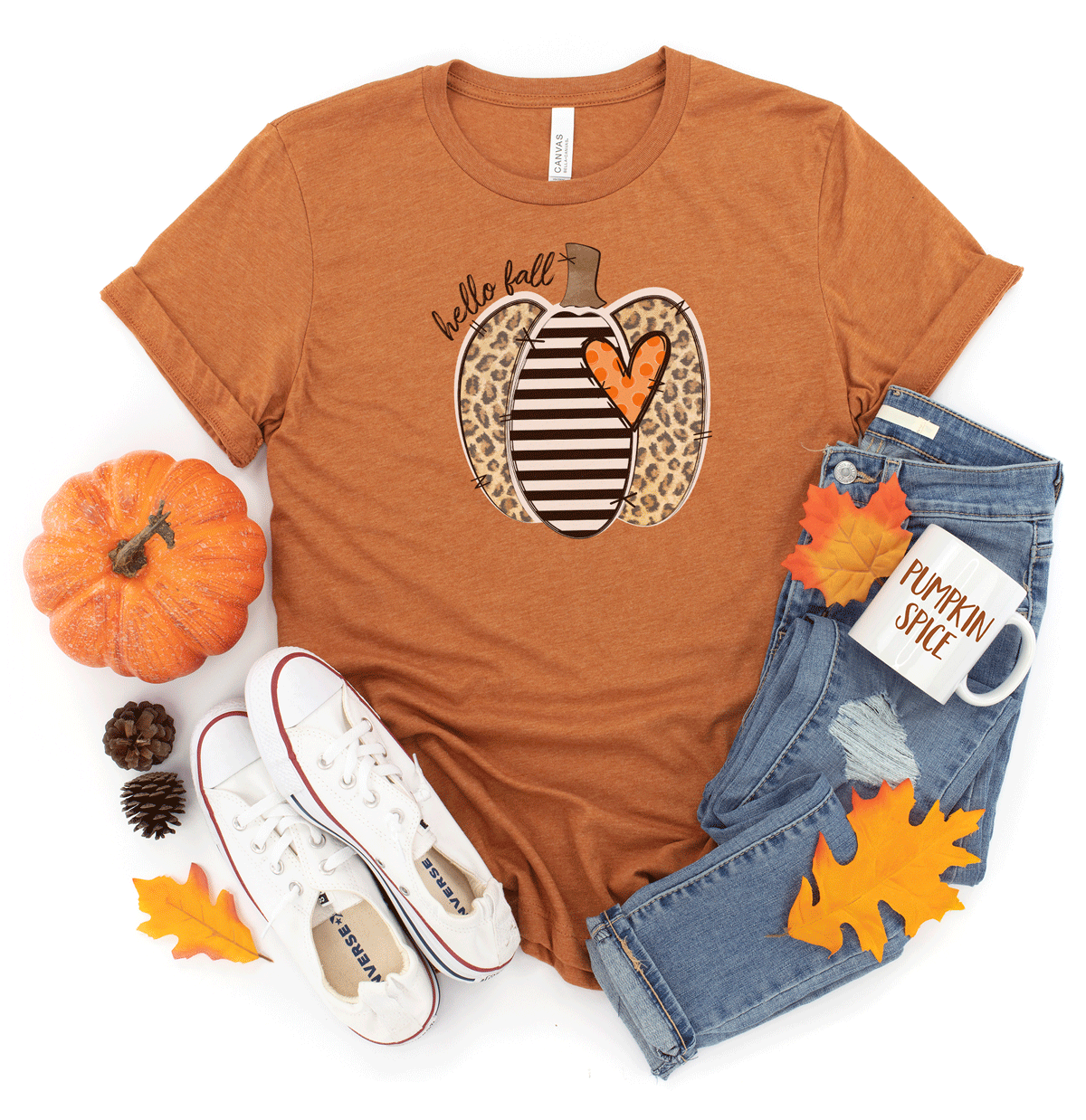 Leopard Pumpkin Hello Fall Shirt