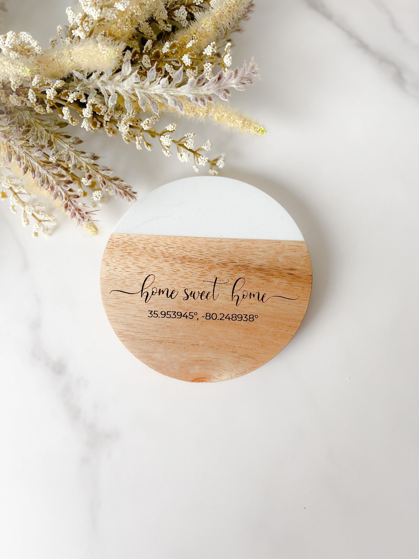 Home Sweet Home Marble and Wood Coasters