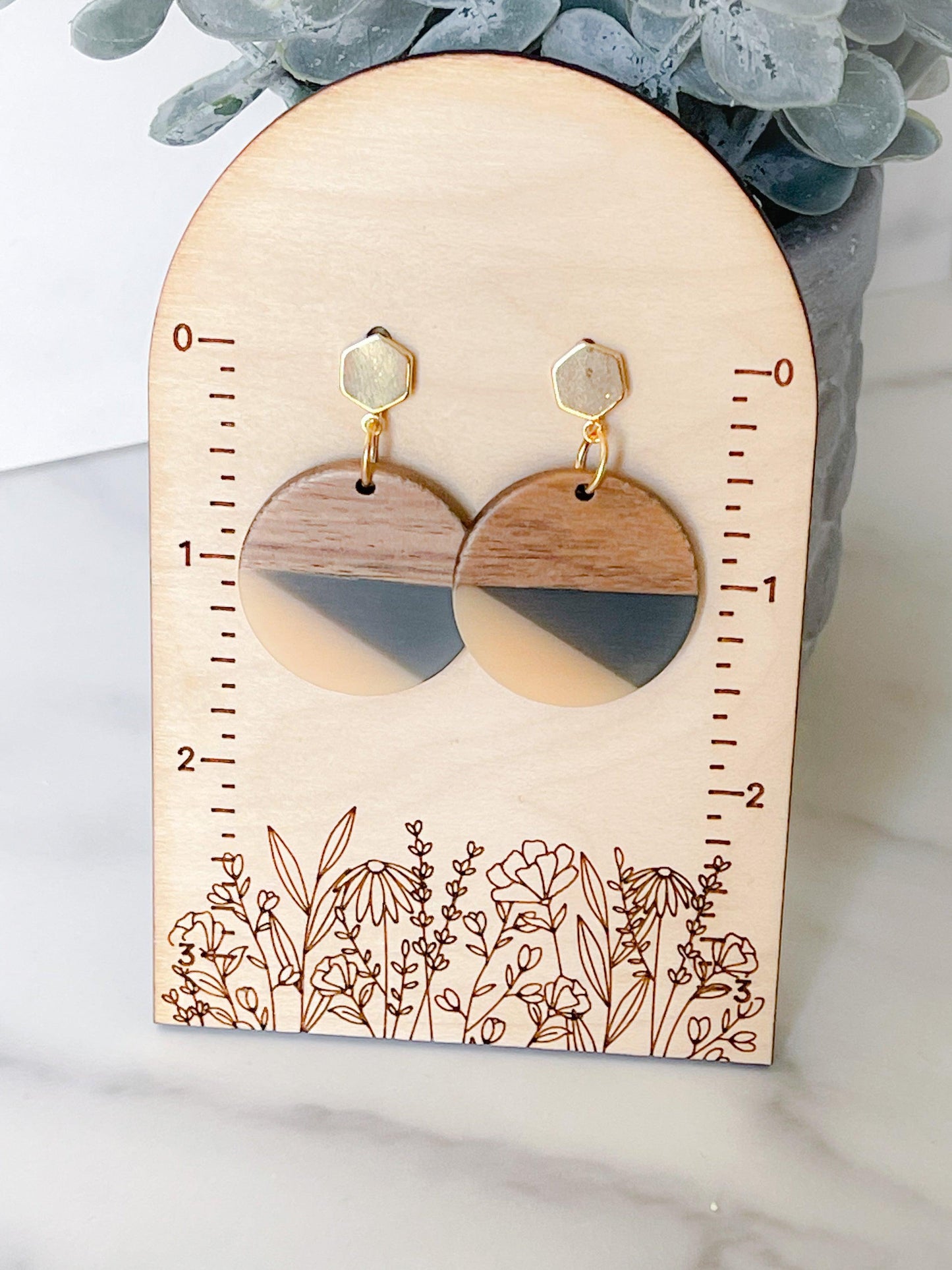 Wood and resin modern earrings