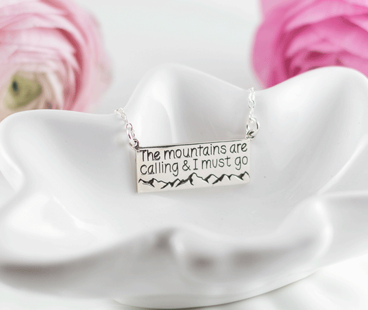 Mountains are Calling Sterling Bar Necklace