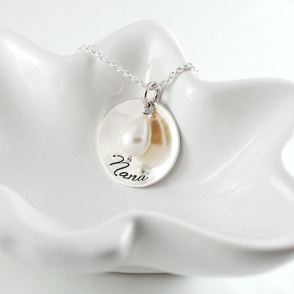 Sterling silver Nana necklace with pearl