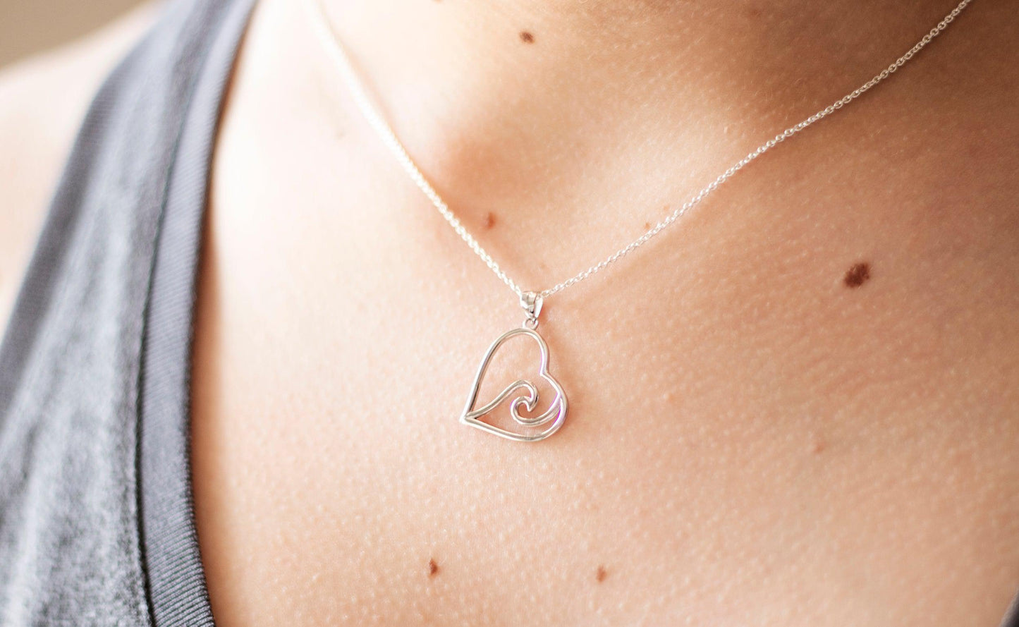 Wave in Heart Necklace