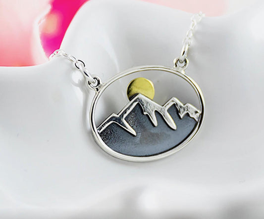 Oval Mountain Silhouette Necklace