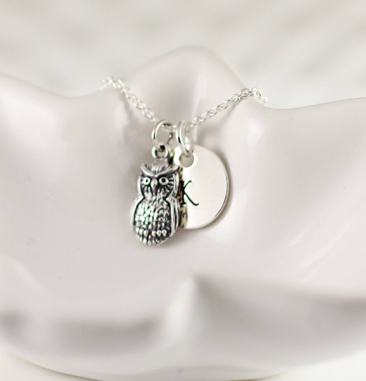 Owl Initial Necklace