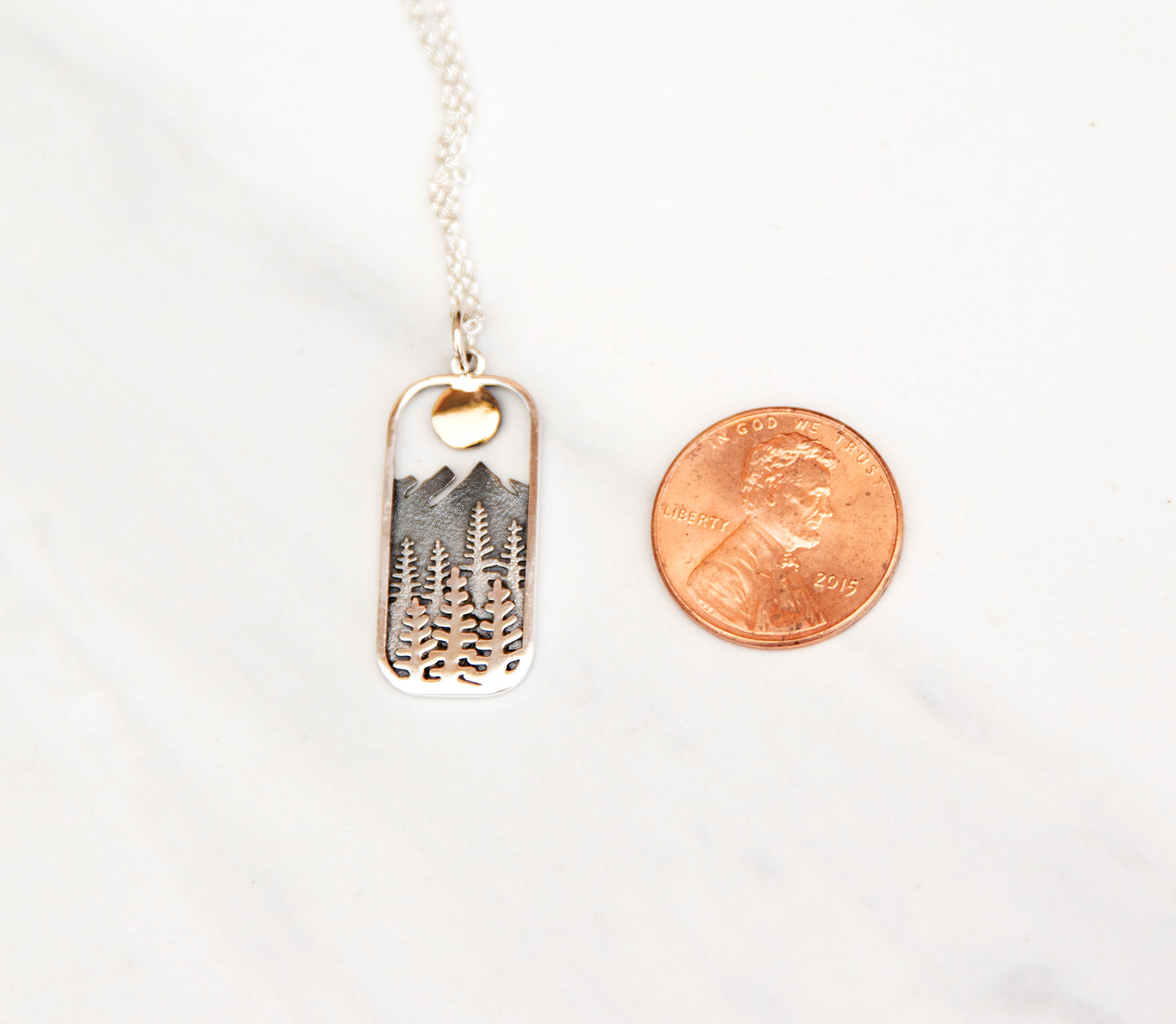 Rectangle Mountain Sunset Necklace