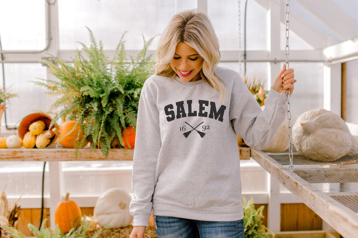 Salem 1692 Crewneck with Witches Brooms