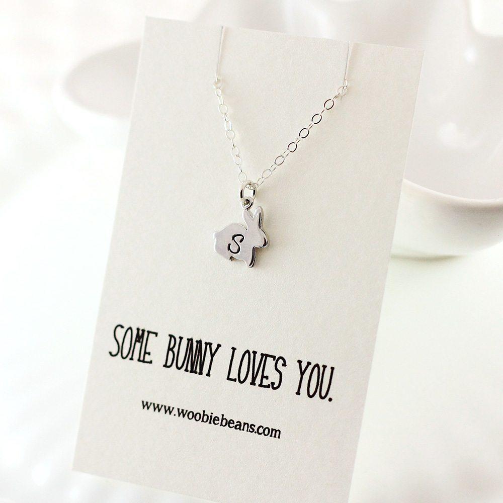 Bunny initial necklace in your choice of metal