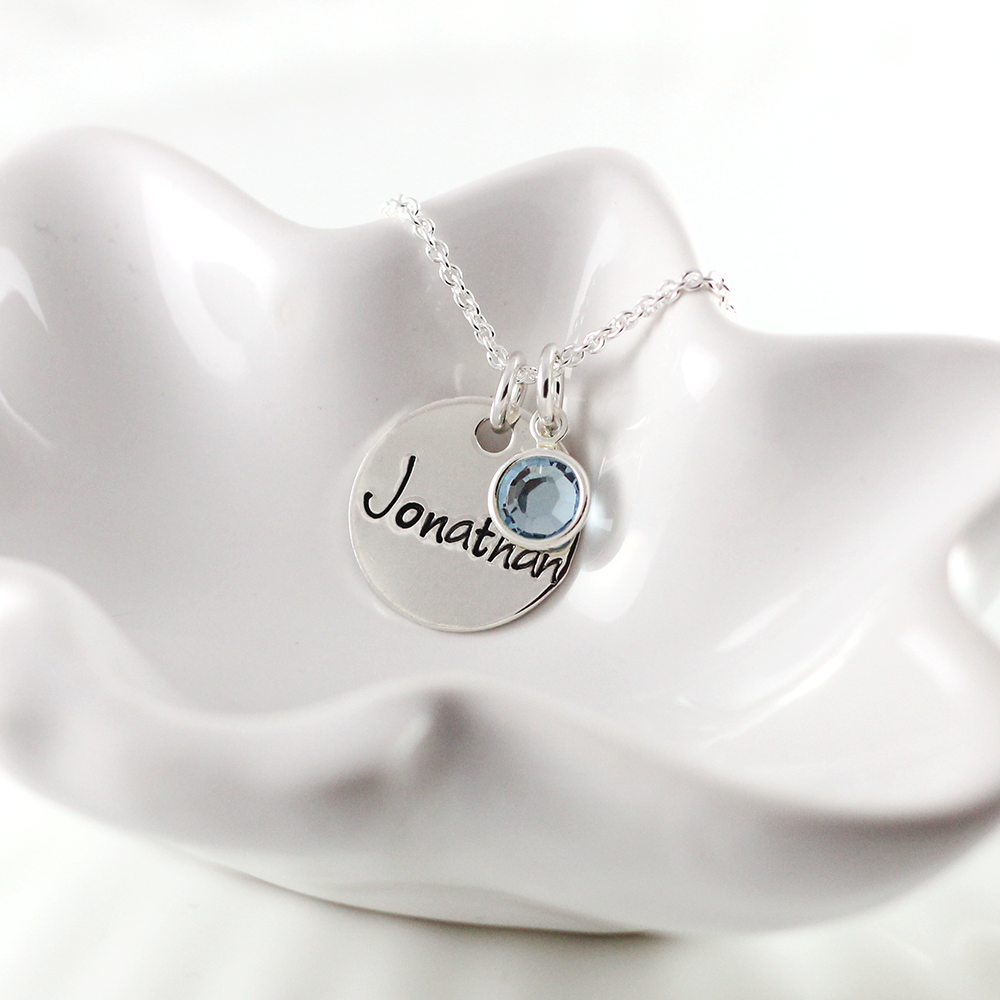 Simple Name Necklace with Birthstone