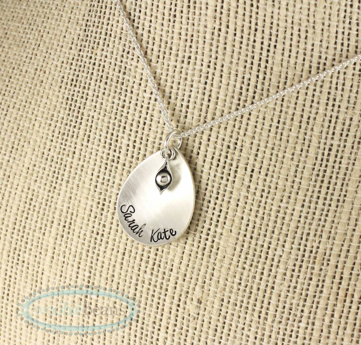 Mother's Pea Pod Necklace in sterling silver