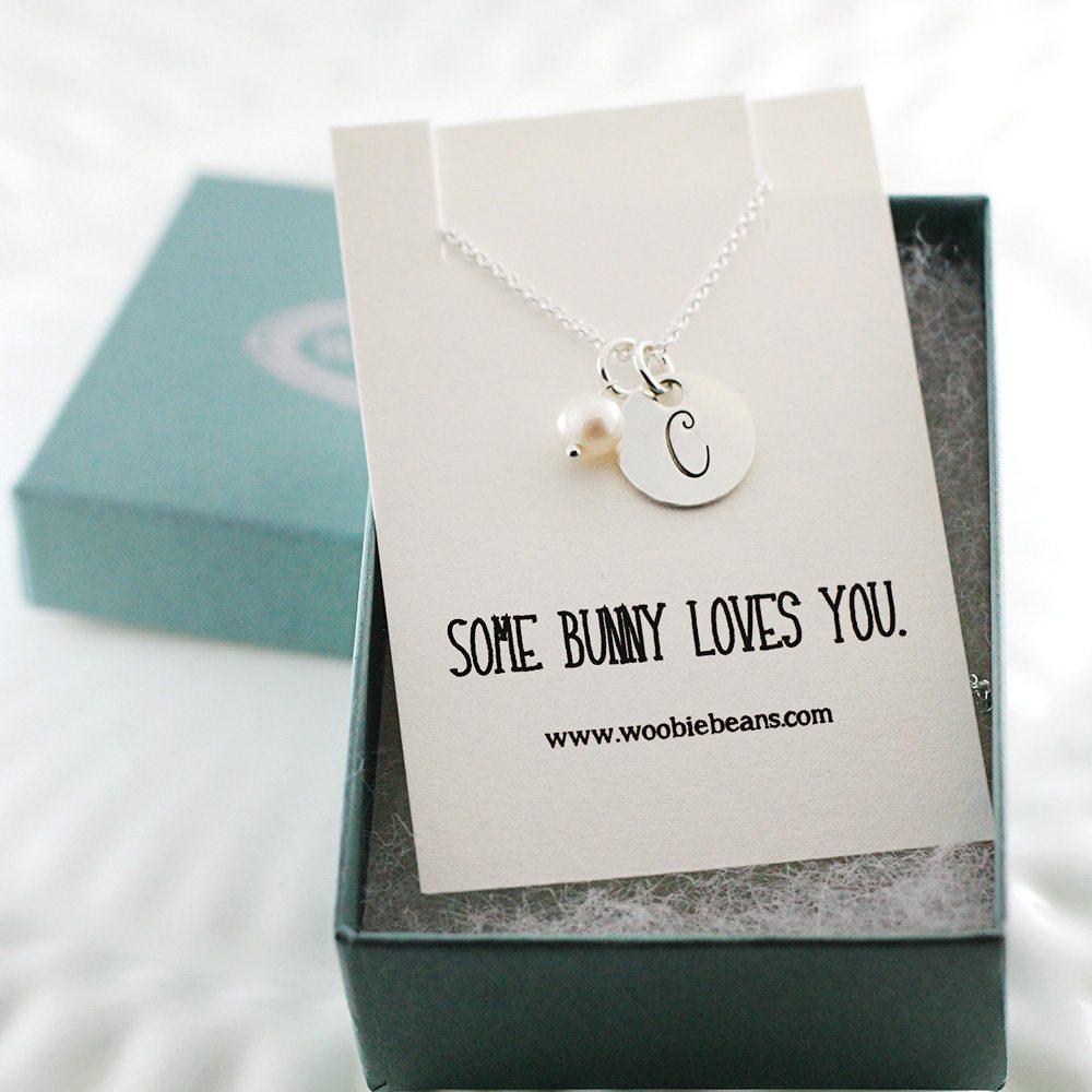 Some Bunny Loves You Initial Necklace