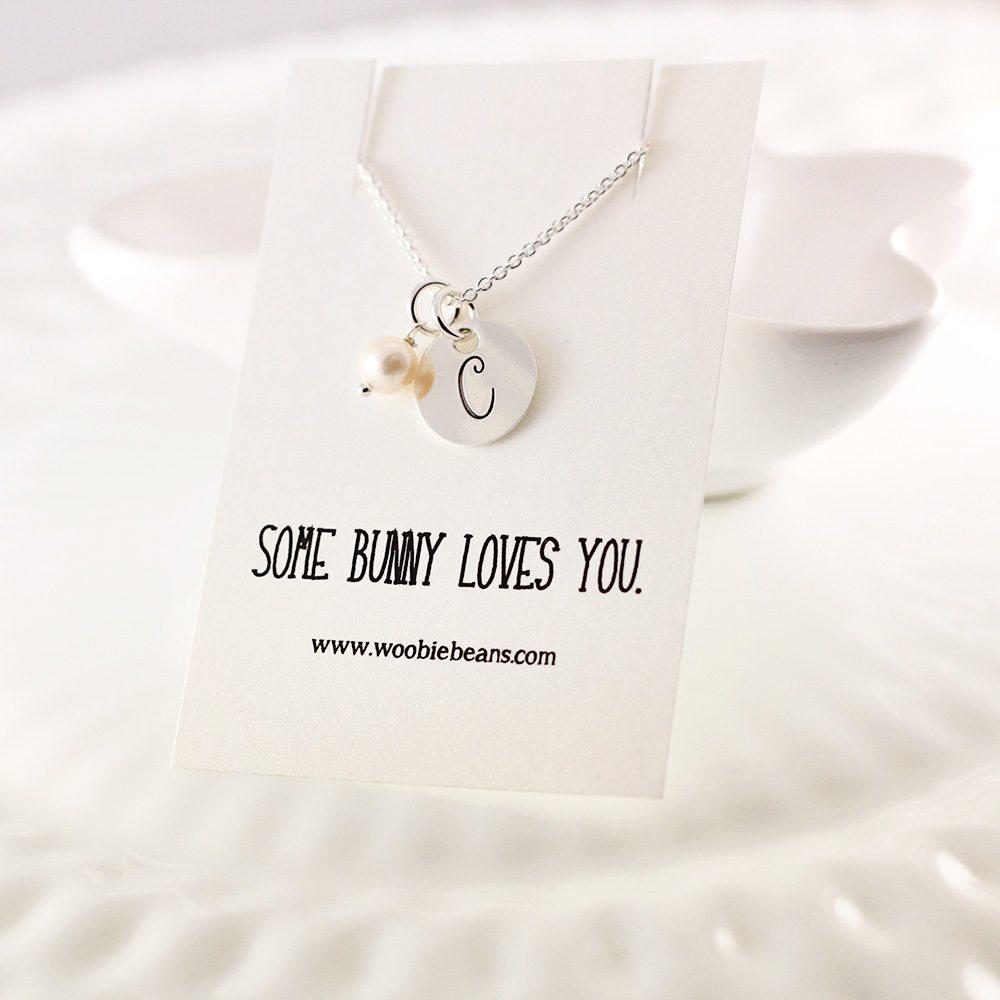 Some Bunny Loves You Initial Necklace