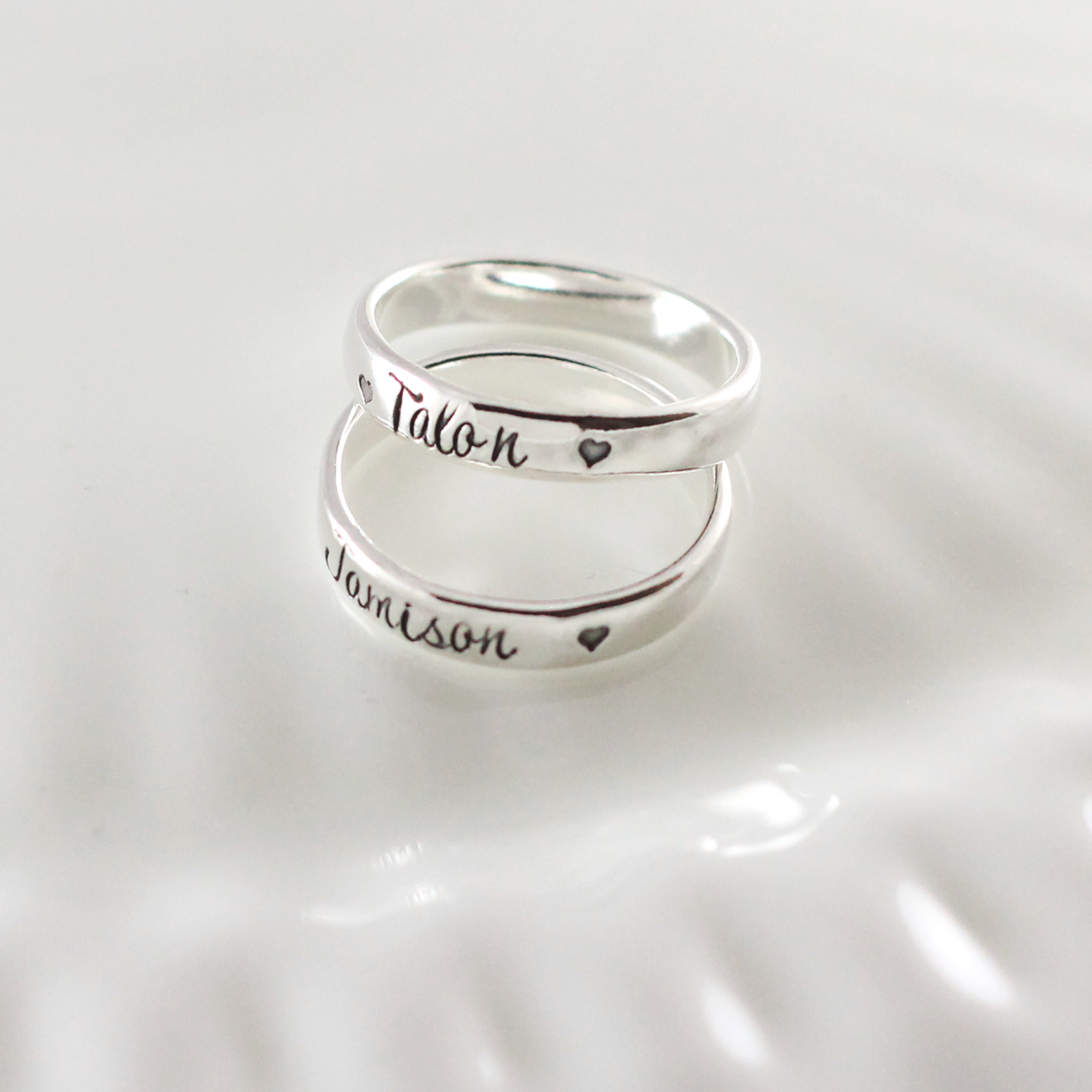 Silver Stacked Name Rings