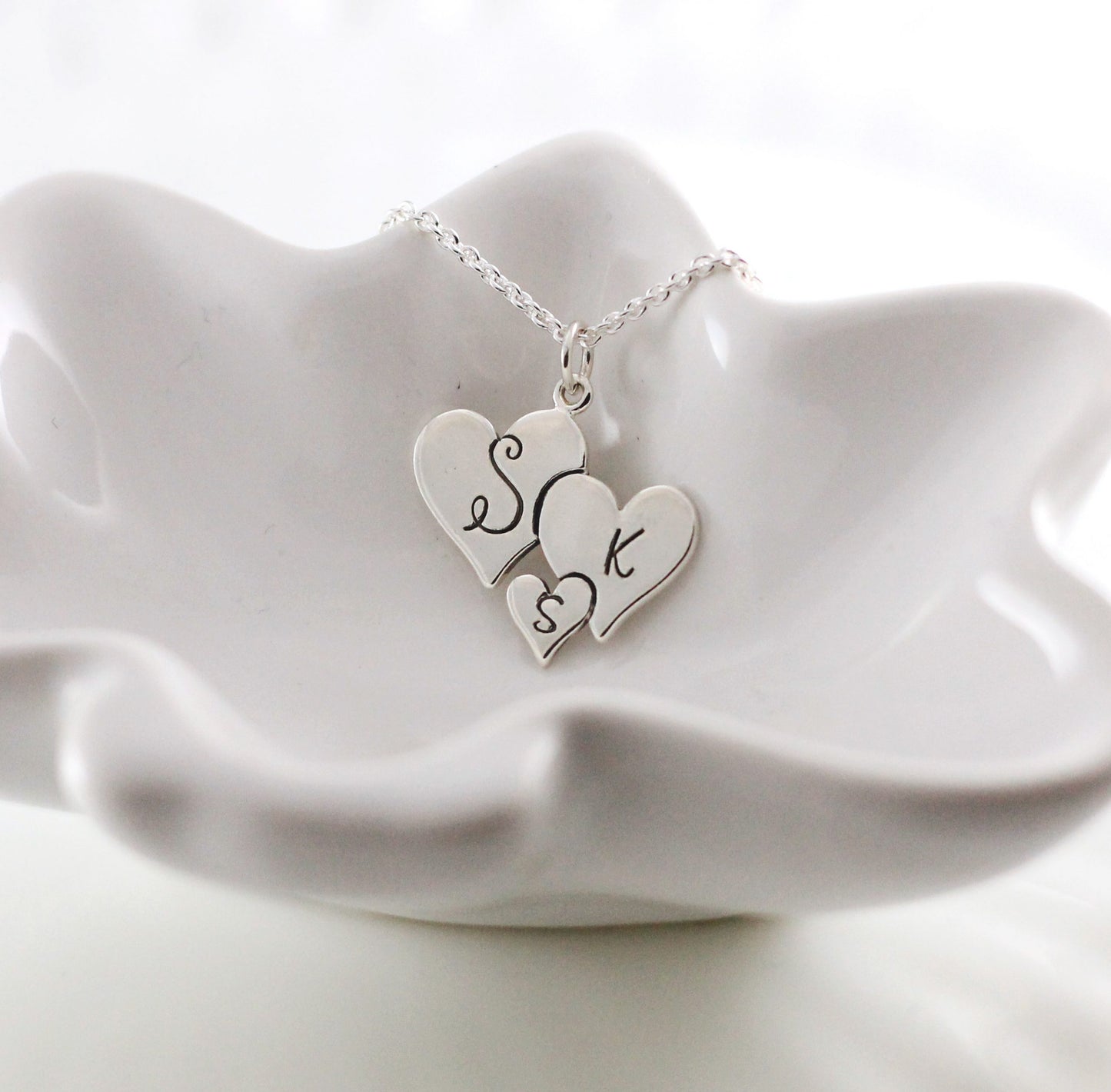 Silver 3 Heart Necklace