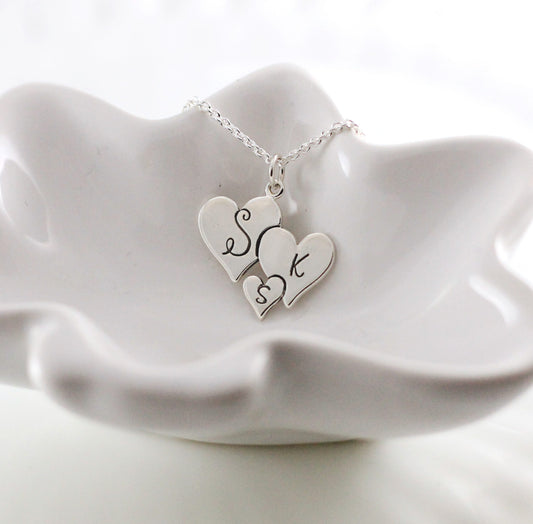 Silver 3 Heart Necklace